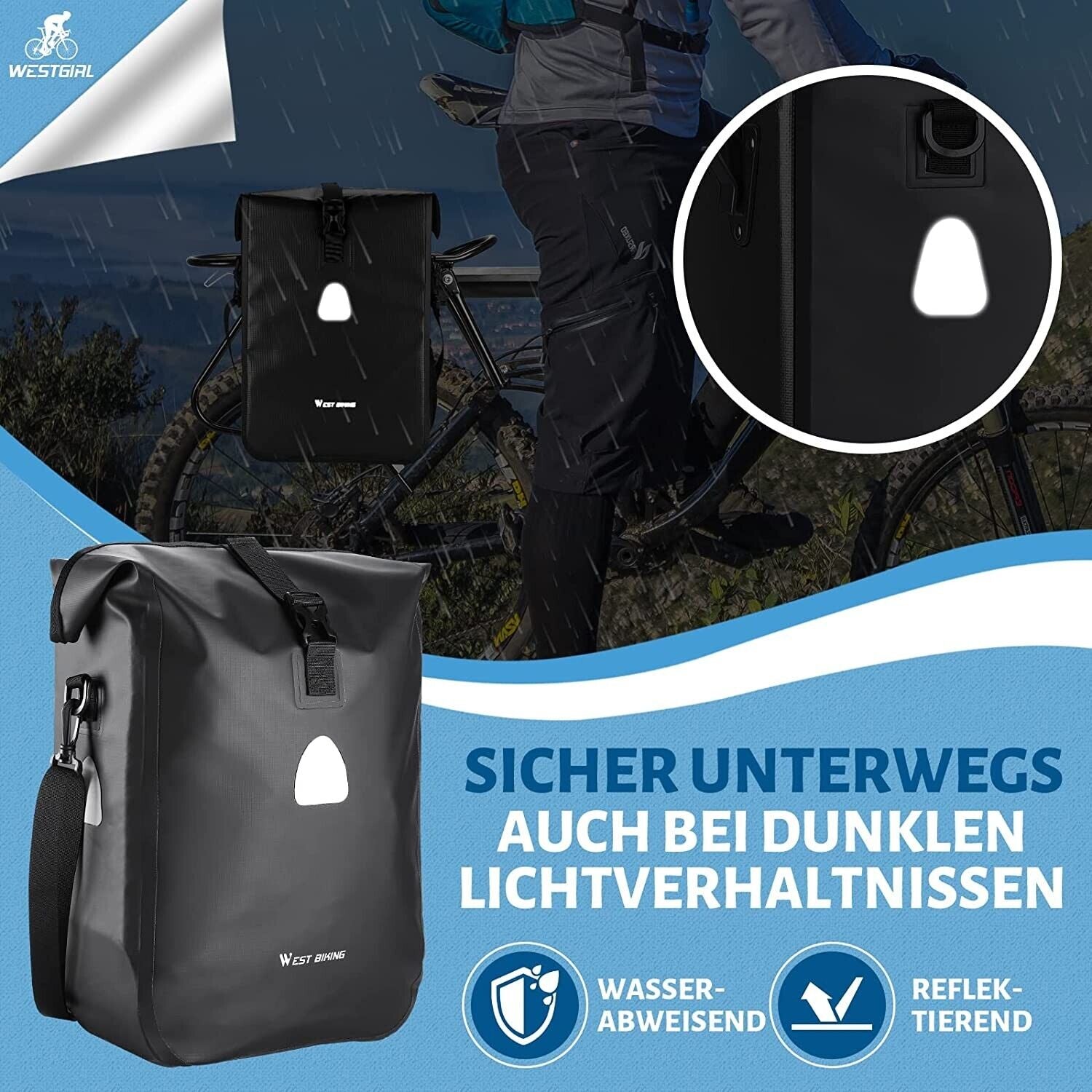Bicycle bag waterproof single 18 liters wire black bicycle bag bike case 