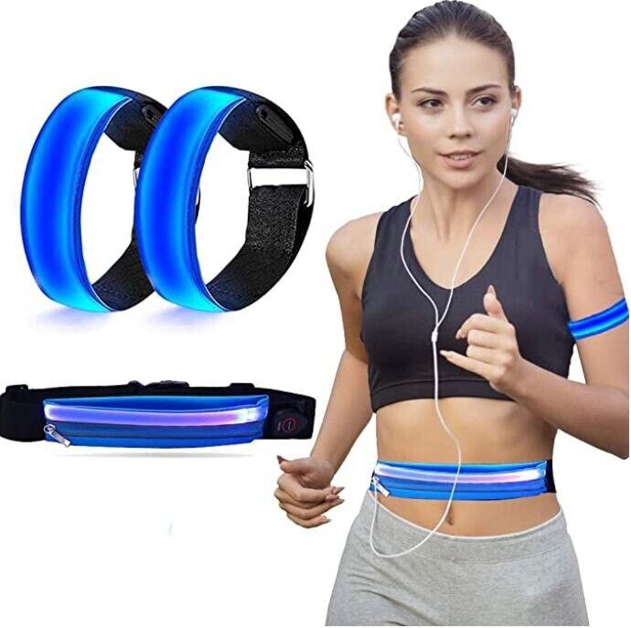Reflektor Armband Aufladbar Reflective Lichtband,LED Laufgürtel Motorrad Sport