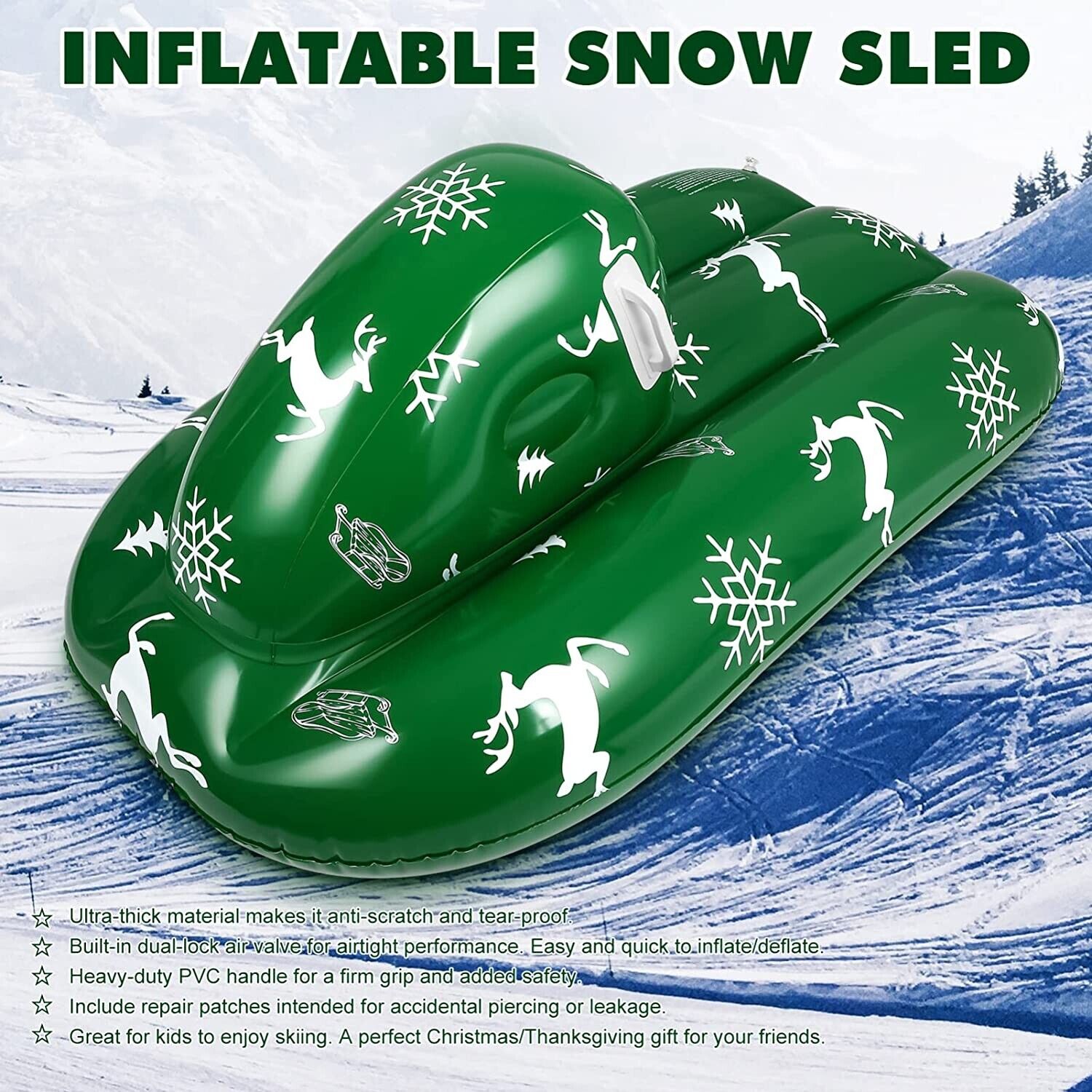 Schlitten Kinderschlitten Rodel Winter Schnee Aufblasbarer Schneespiel Griffen