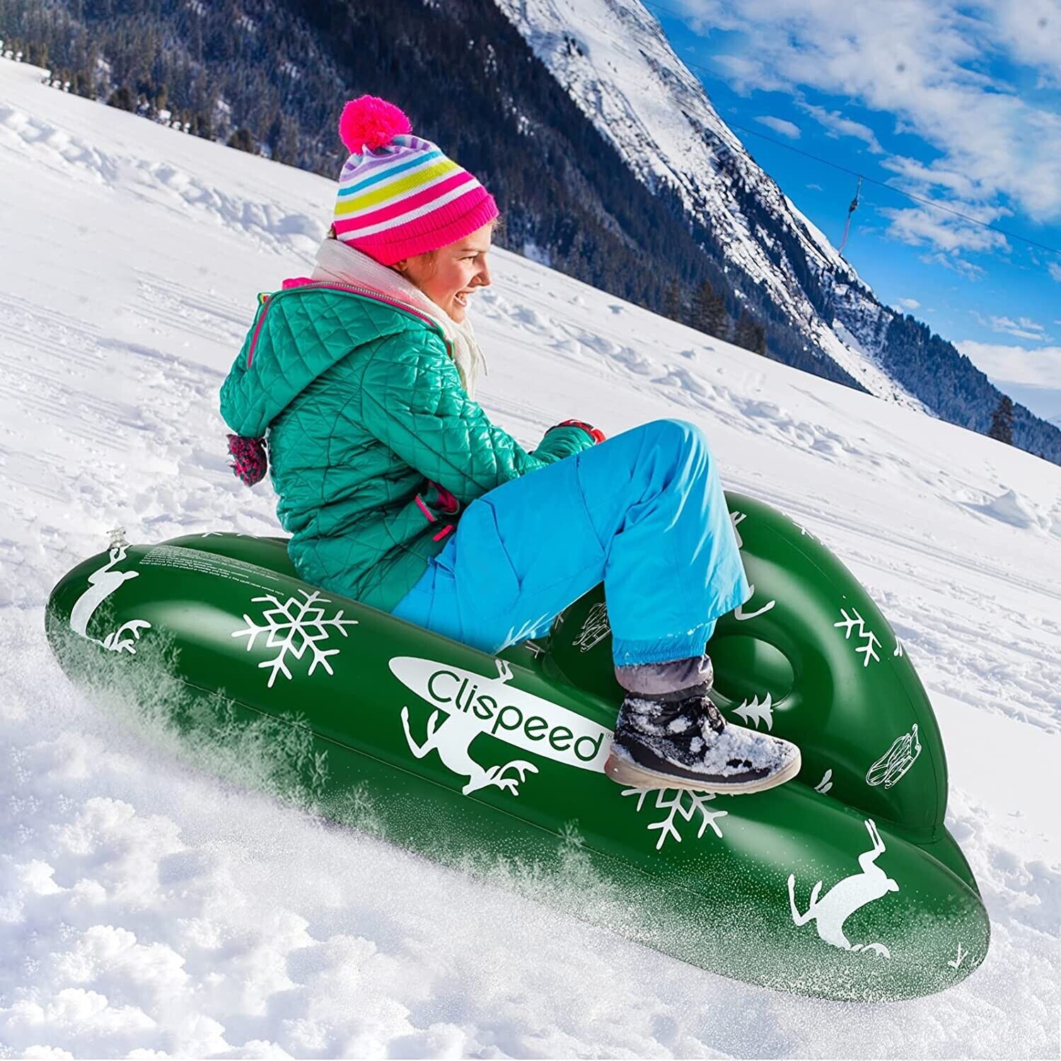 Schlitten Kinderschlitten Rodel Winter Schnee Aufblasbarer Schneespiel Griffen