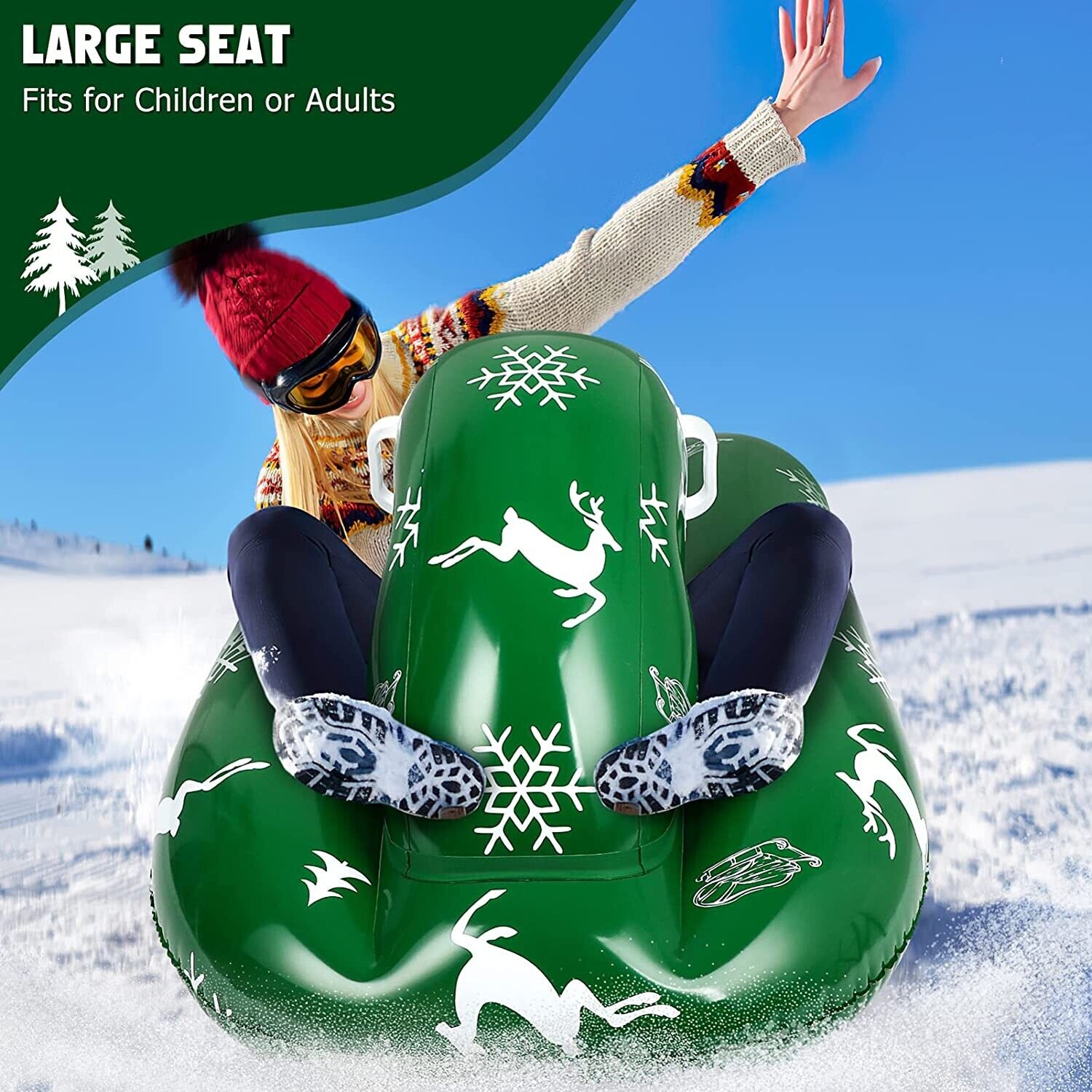 Schlitten Kinderschlitten Rodel Winter Schnee Aufblasbarer Schneespiel Griffen