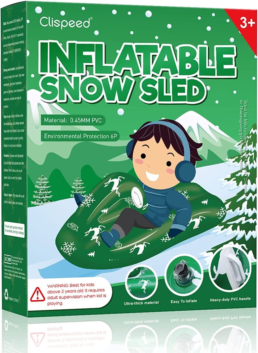 Schlitten Kinderschlitten Rodel Winter Schnee Aufblasbarer Schneespiel Griffen