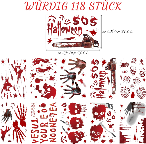 9 Stück Halloween Fensterbilder Halloween Deko Schreckliche Fensterbilder-NEU