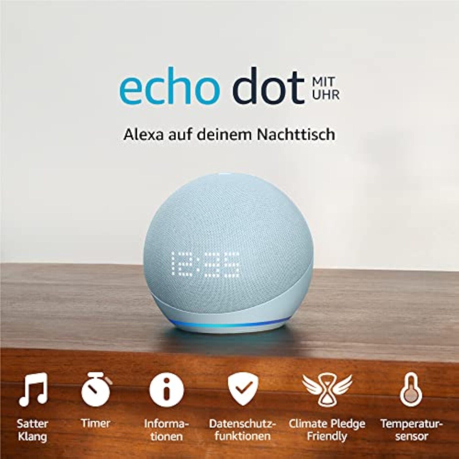 AMAZON Echo Dot (5th Gen. 2022) with Clock Alexa Smart Speaker Wi-Fi and Bluetooth 