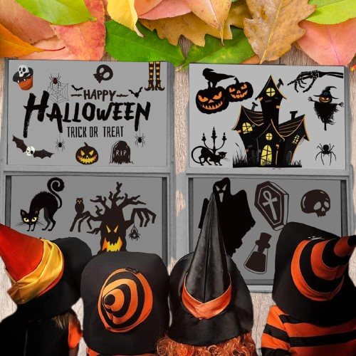 Halloween window stickers 9 sheets sticker window pictures self-adhesive -NEW