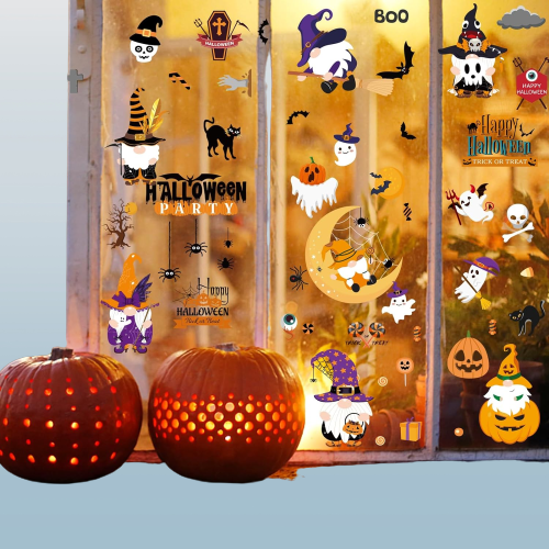 Halloween Window Clings Static Self-Adhesive Reusable Stickers 70PCS