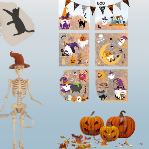 Halloween Window Clings Static Self-Adhesive Reusable Stickers 70PCS