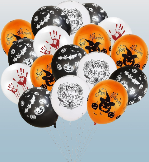 Halloween Balloons, 48 ​​Pieces Balloons Decoration Skeleton Ghost Skull - NEW