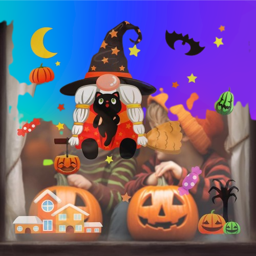 Halloween Fensterdeko Halloween Deko Fenster Halloween Sticker 6 Blätter -NEU