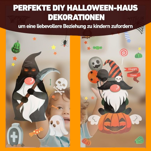 Halloween Fensterdeko Halloween Deko Fenster Halloween Sticker 6 Blätter -NEU