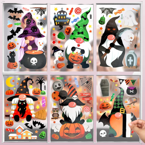 Halloween Fensterdeko Halloween Deko Fenster Halloween Sticker 6 Blätter -NEU