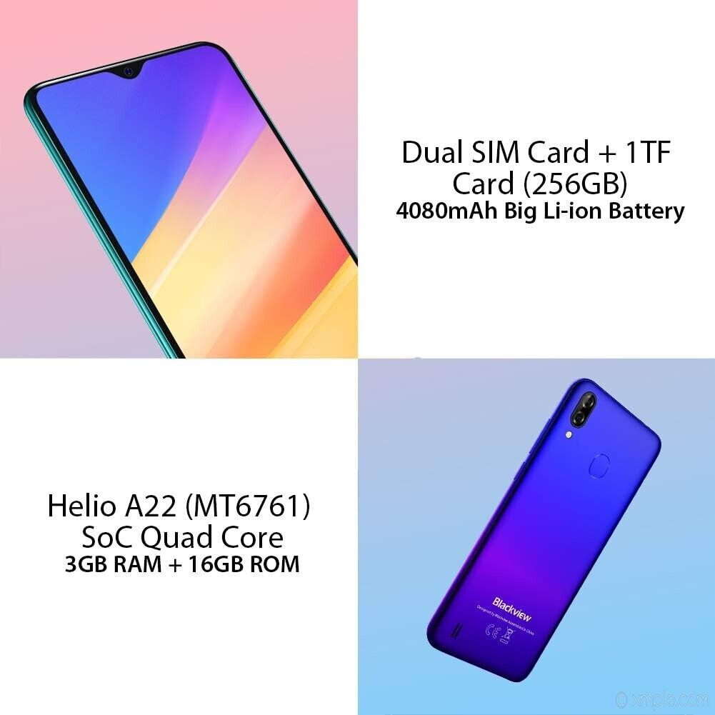 Blackview A60 Pro Smartphone 6.1 Inch 3GB+16GB 4080mAh Fingerprint 4G Mobile Phone 8MP 