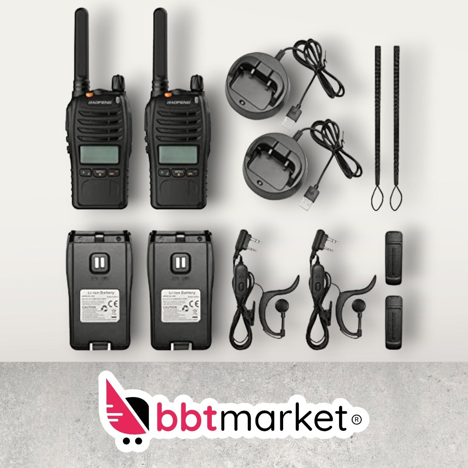 Walkie Talkie, Improved Rechargeable License-Free Two-Way Radios LCD Display 