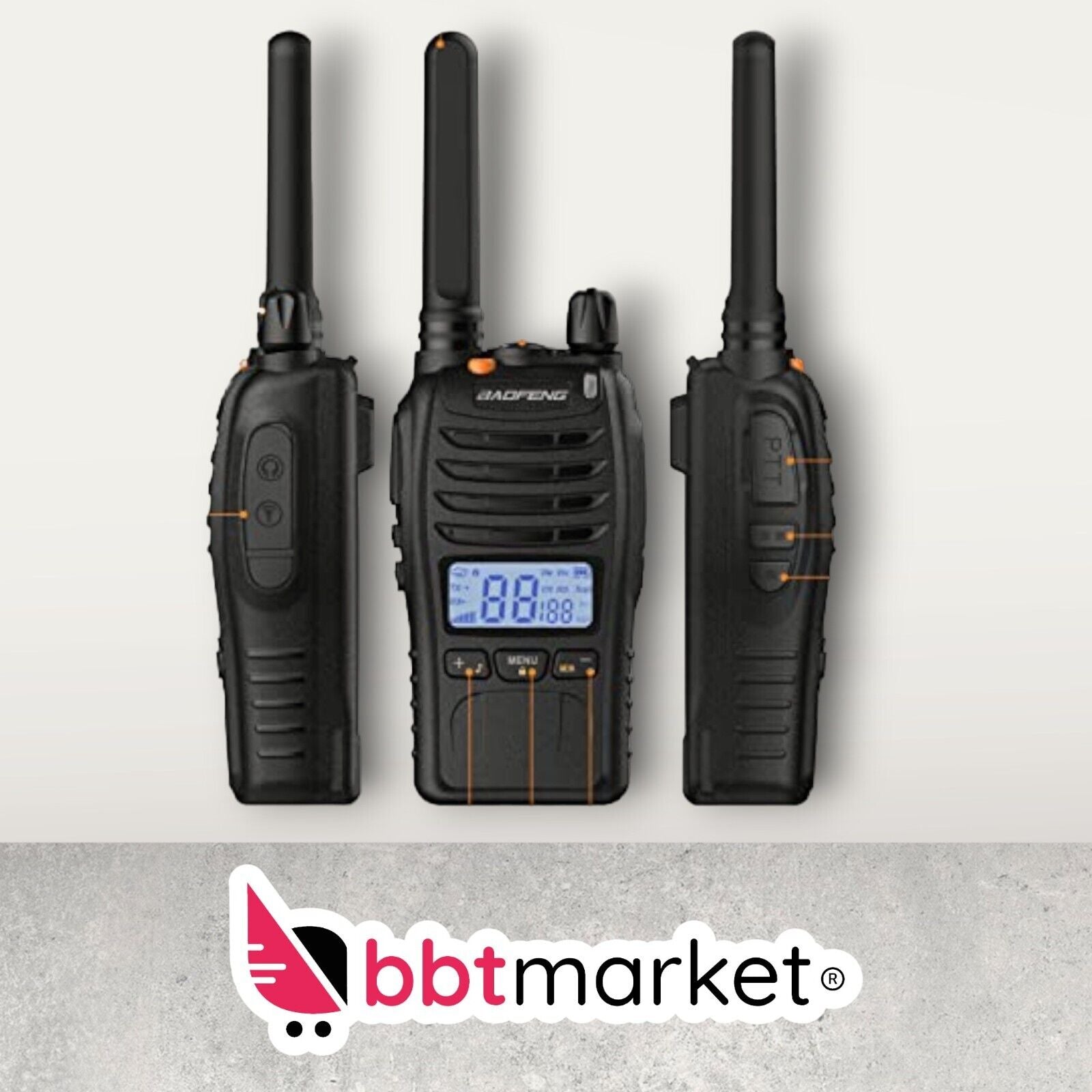 Walkie Talkie, Improved Rechargeable License-Free Two-Way Radios LCD Display 