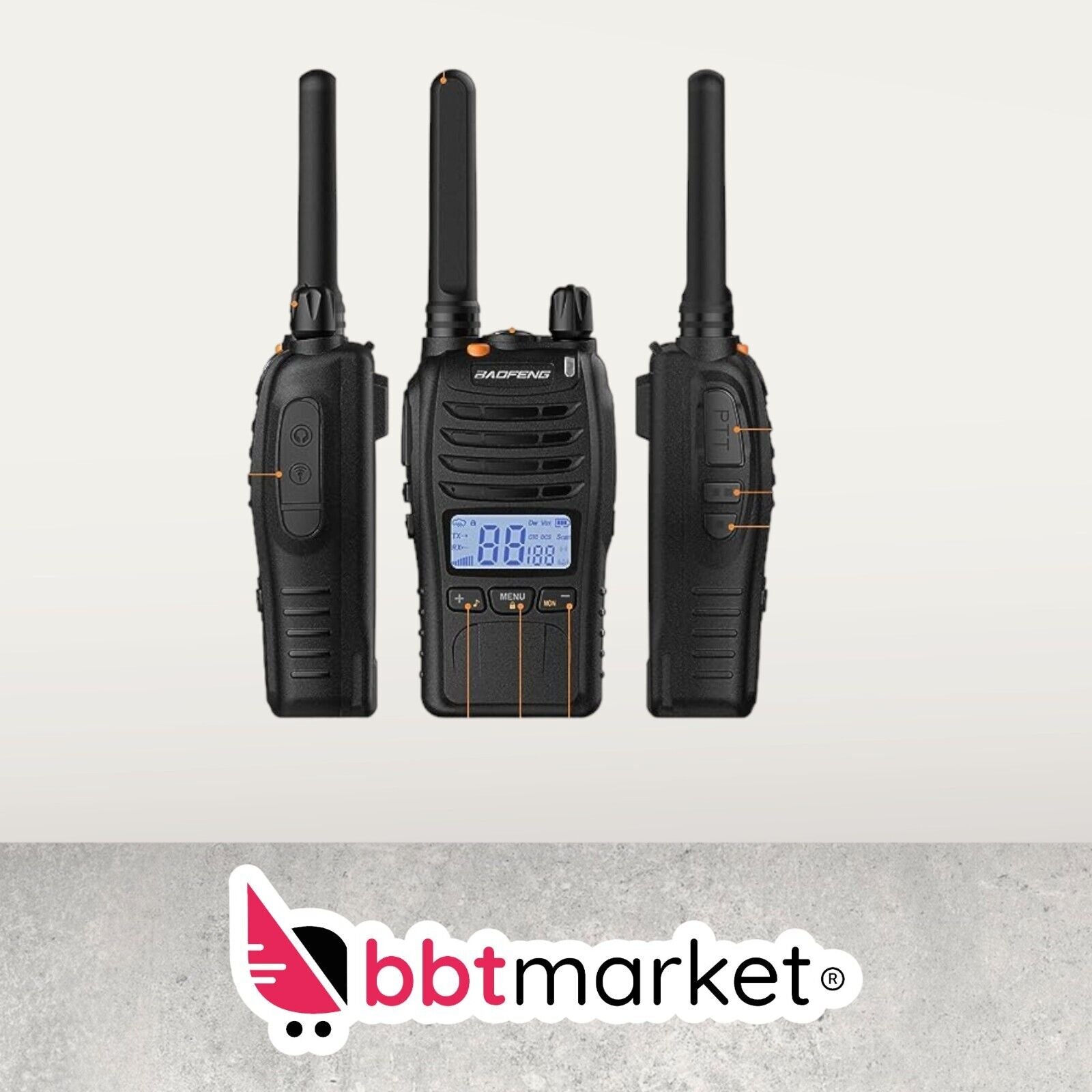Walkie Talkie, Improved Rechargeable License-Free Two-Way Radios LCD Display 