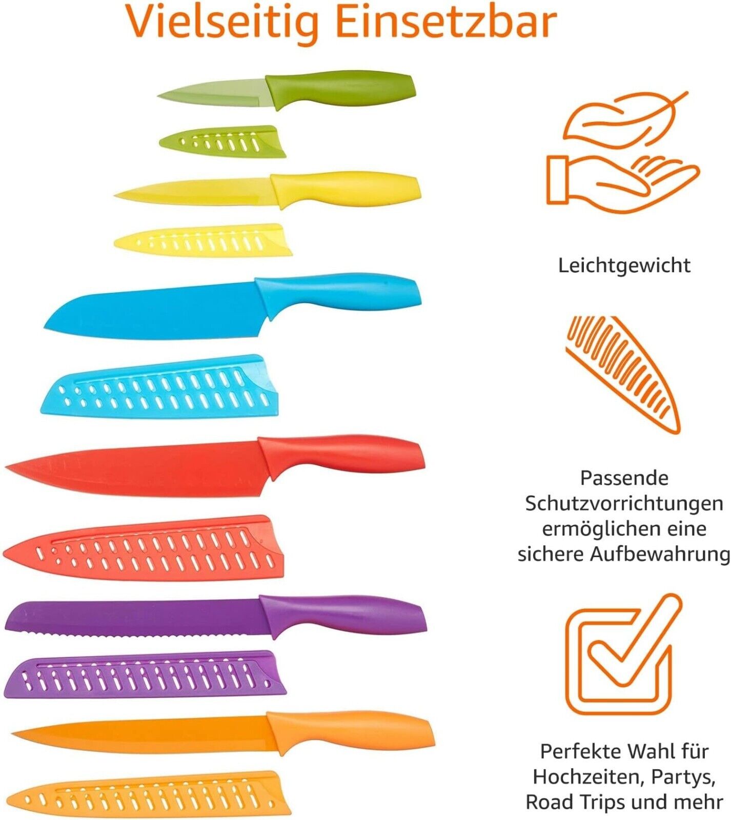 Messer-Set, bunt, 12-teilig