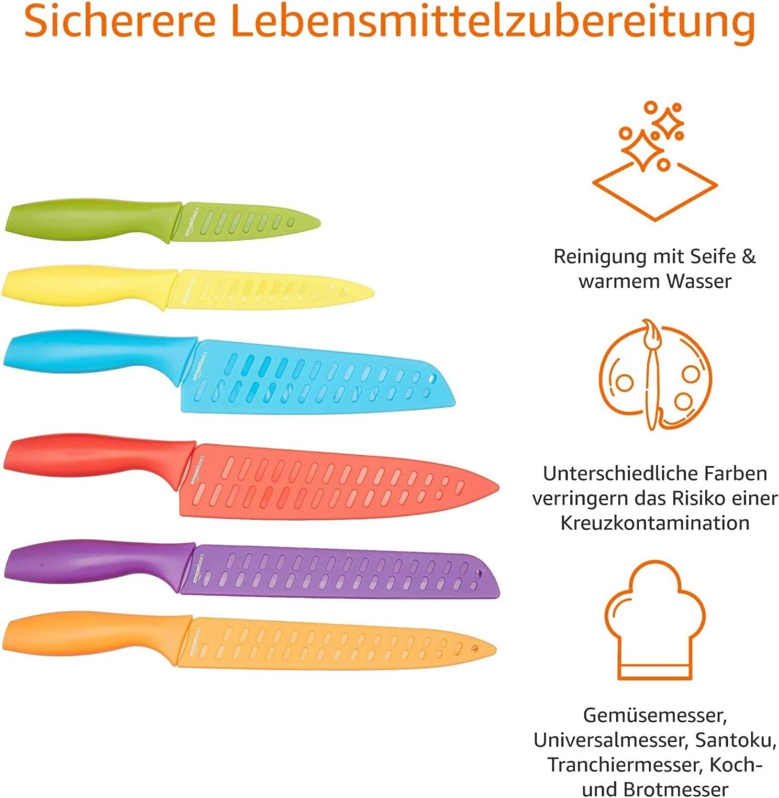 Messer-Set, bunt, 12-teilig