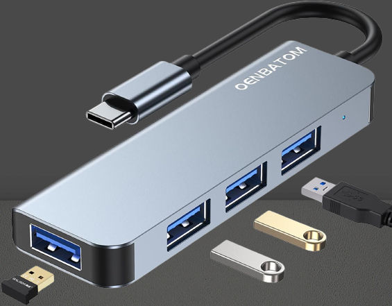 USB C Hub mit 4-Port USB Ultra Slim Data Hub, kompatibel USB3.0*1 USB2.0*3- NEU