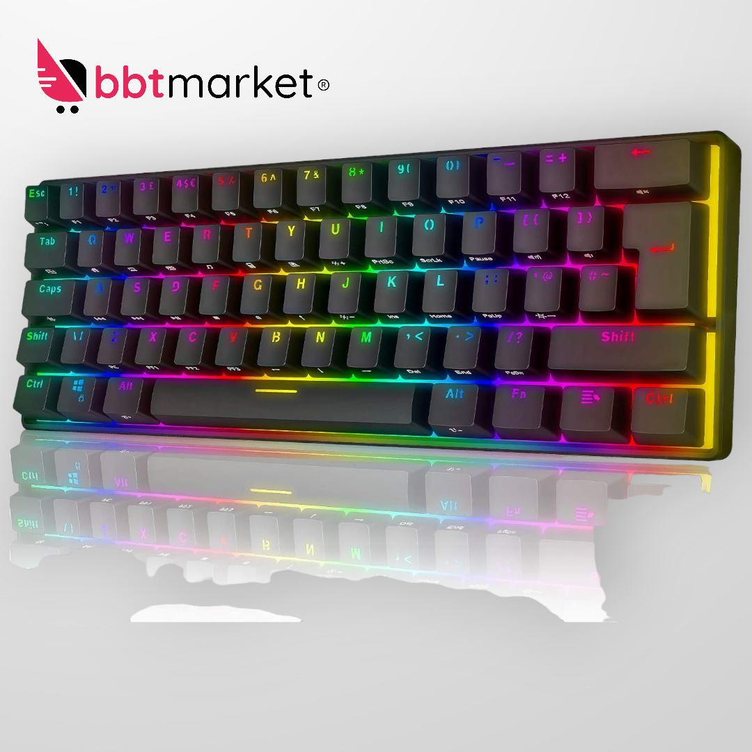 Gaming 60% Mechanische Tastatur LED 14 RGB Keyboard UK Layout Laptop/PC Typ C
