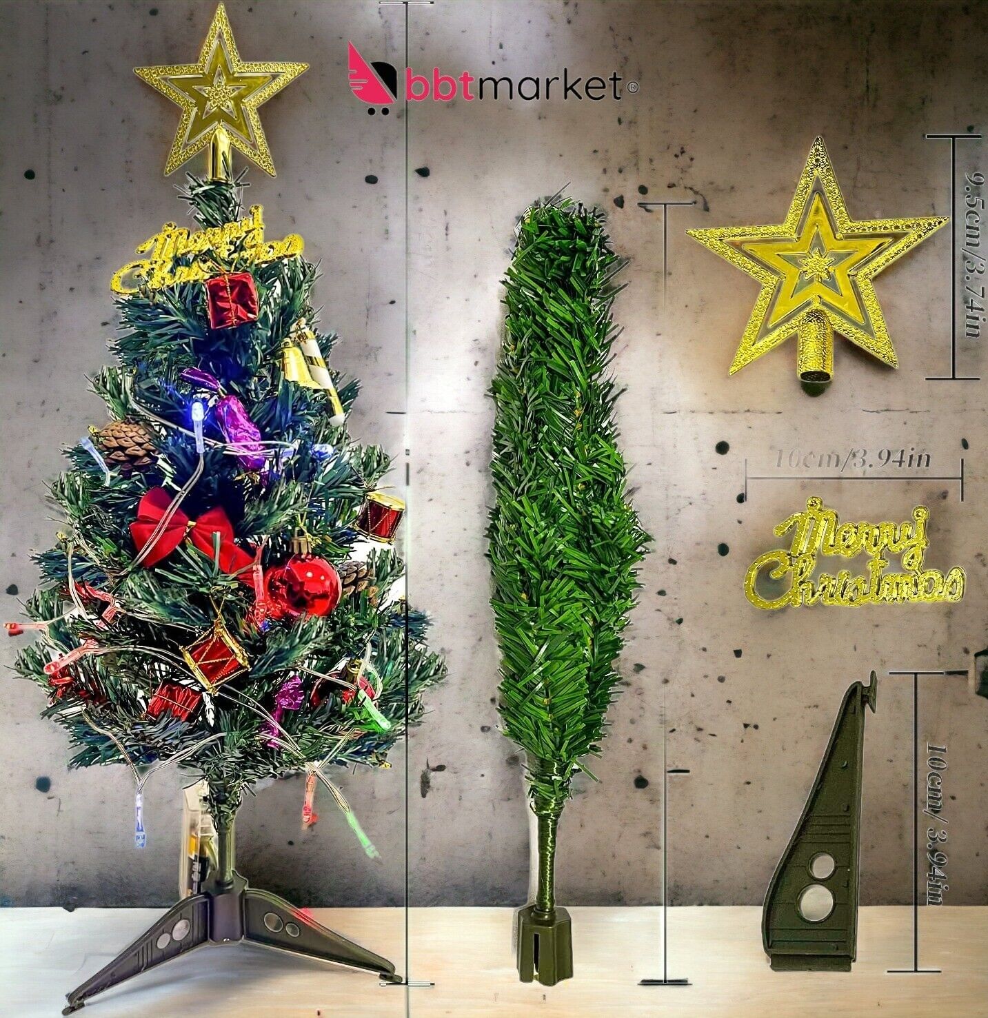 Mini Weihnachtsbaum Tisch Künstlich Tannenbaum klein mit LED-Lichterketten NEU