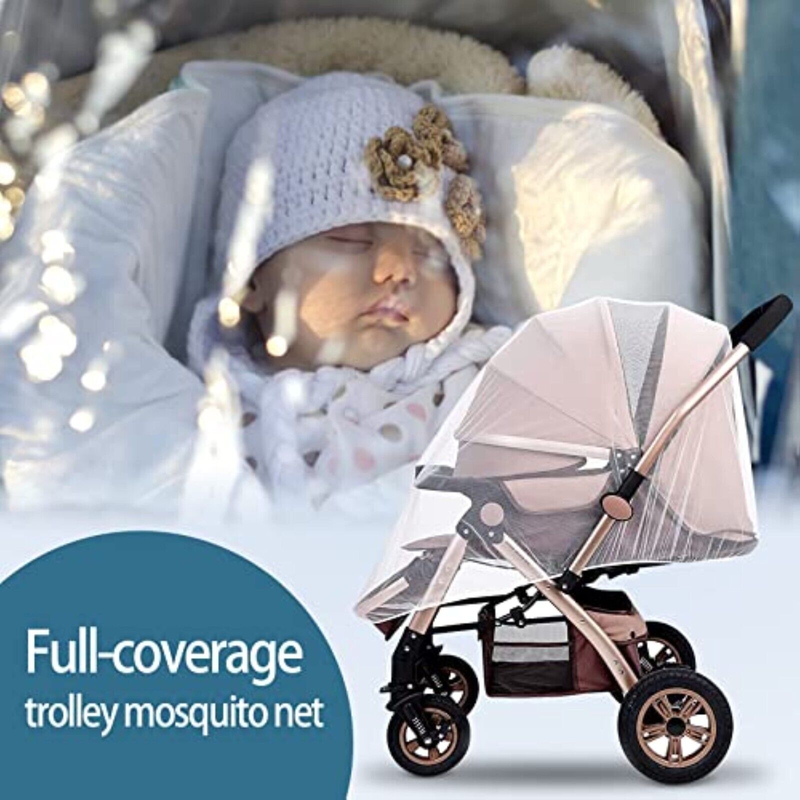 2-Stück Insektenschutz Universal Mückennetz für Kinderwagen Autositz Buggy