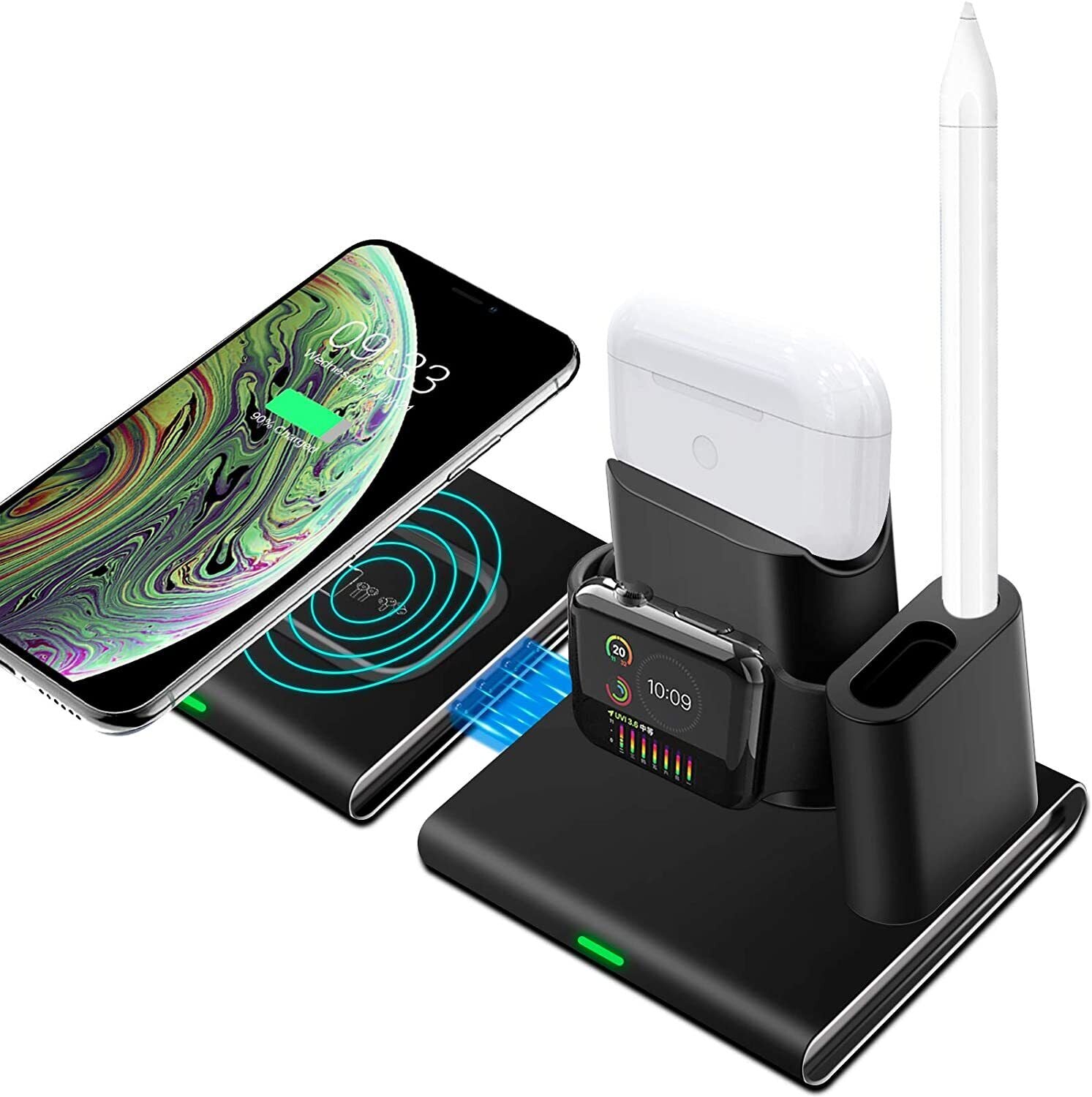 4 in1 QI Wireless Ladegerät Charger Ladestation für Apple Watch /iPhone/Air Pod