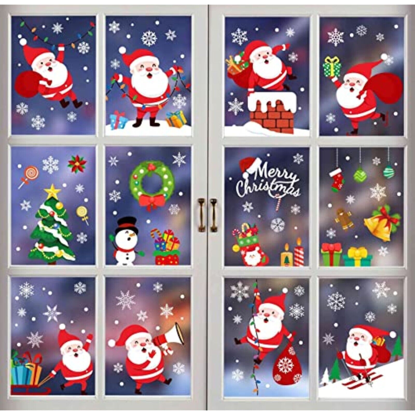 NEU 178 Cartoon Fensterfolie, Fensterdeko Fensterbild Weihnachten Dekoration