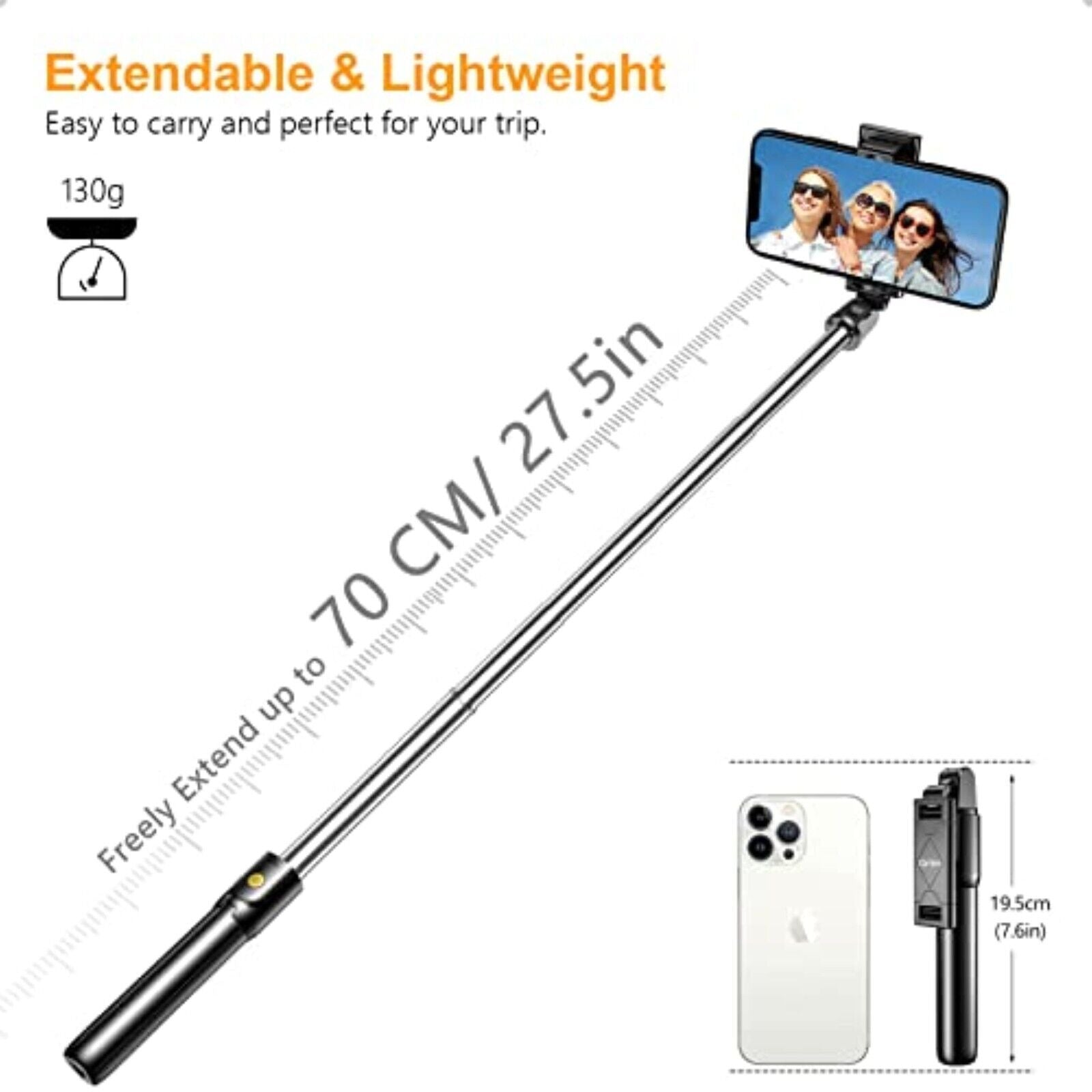 Bluetooth Selfie Stick Stativ für Smartphone iPhone 13 12 11 Pro Max, Samsung DE