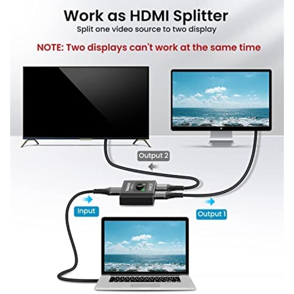 HDMI Splitter Verteiler 1-2/3 Out Adapter PC TV Konsole 4K Full HD Steck Buchse