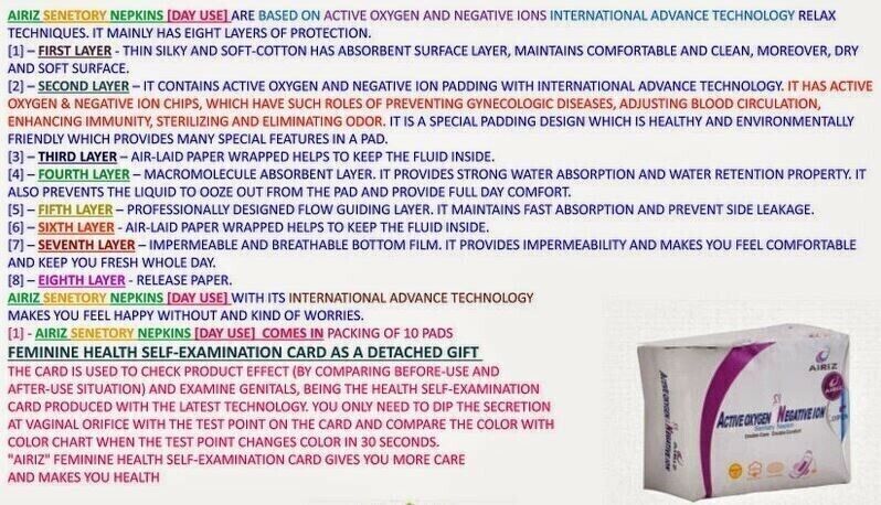 Natural Gesundheit Tiens Airiz Damenbinden+ActiveOkygen&NegativIon Plus Produkt