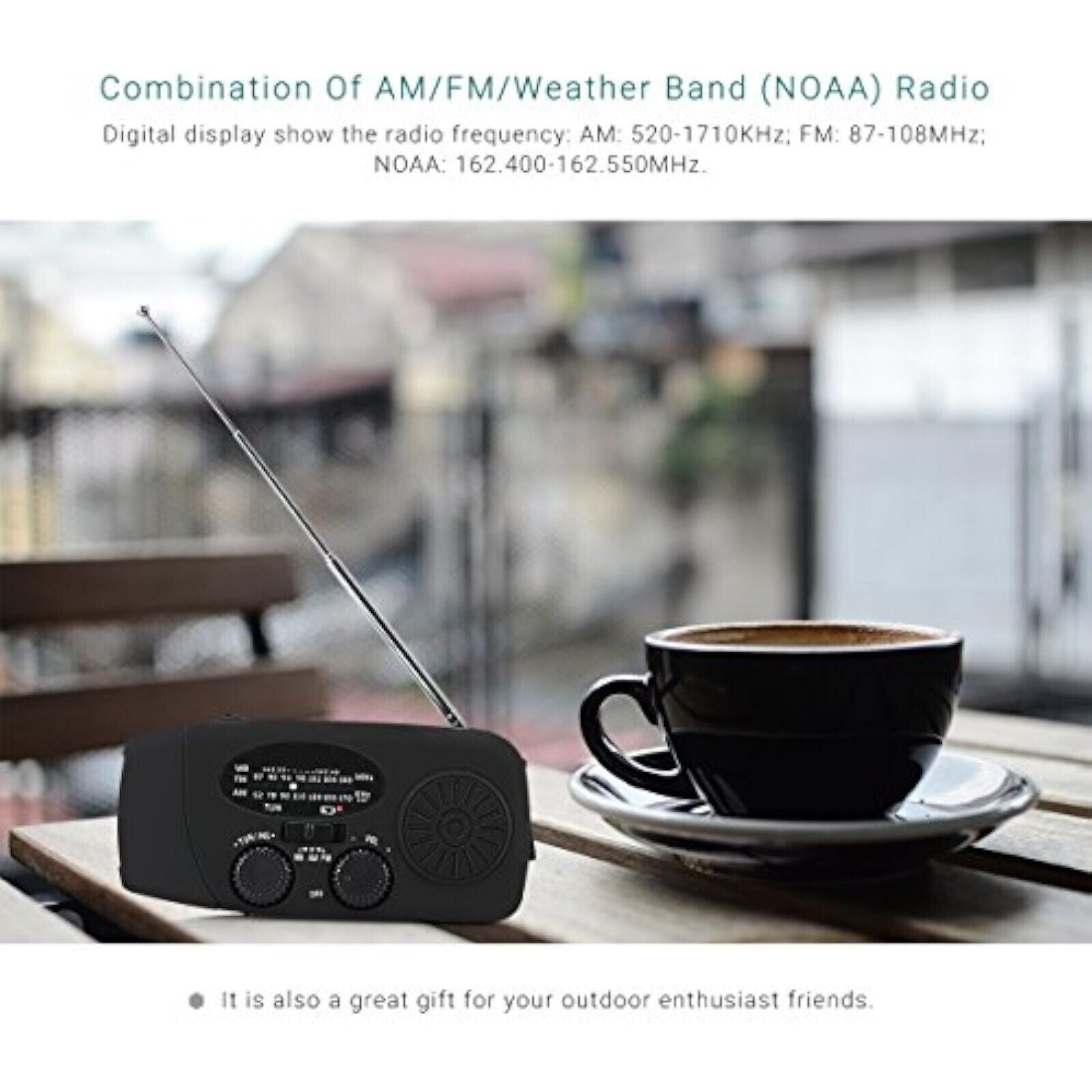 Solar Radio Handkurbel AM/FM Radio LED Taschenlampe USB Notfall Handyladegerät