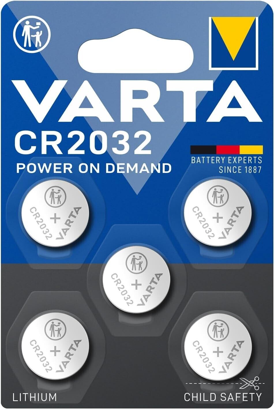 5 x Varta CR2032 CR-2032 Frische Batterien Knopfzellen Markenqualität MHD 2032