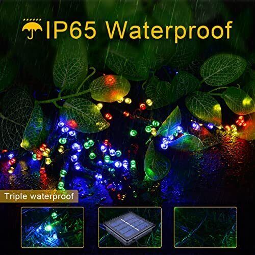 LED Solar Lichterkette 22m 8 modi Kette Weihnachtsbaumkette Außen Garten Party