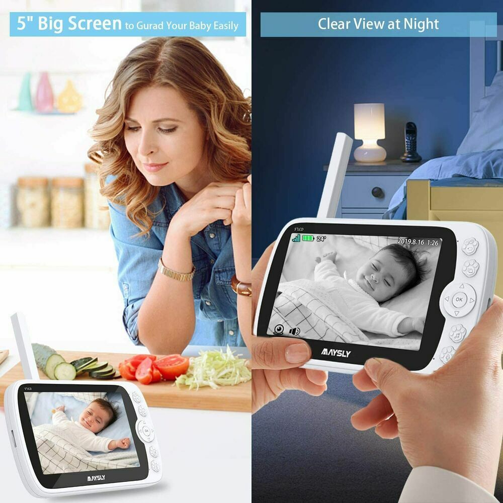 Babyphone, 1080P Video Babyphone mit Kamera und Audio, 5,0"TFT-Bildschirm