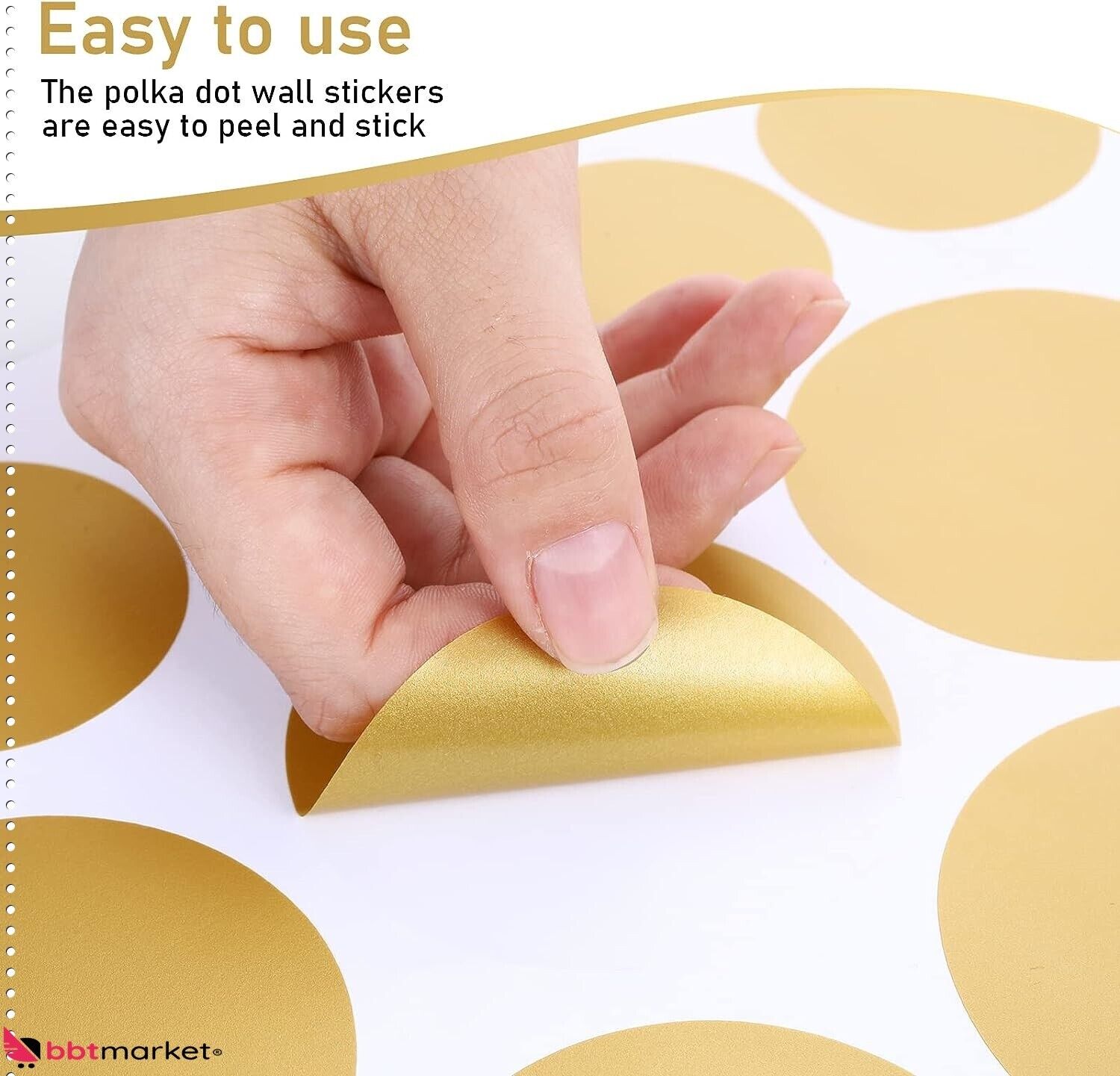 264 Stück Punkt Wandaufkleber Gold Dots Wandtattoo 4 Größen PVC Wandsticker DIY