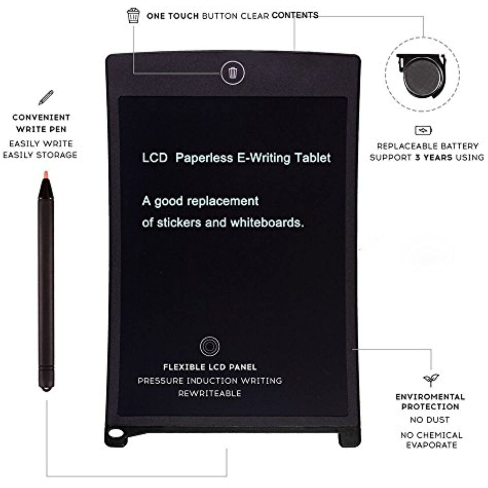 LCD Schreibtafel 8.5 Zoll Bunter Schrift mit Tasche Grafiktablett Schreibtablett