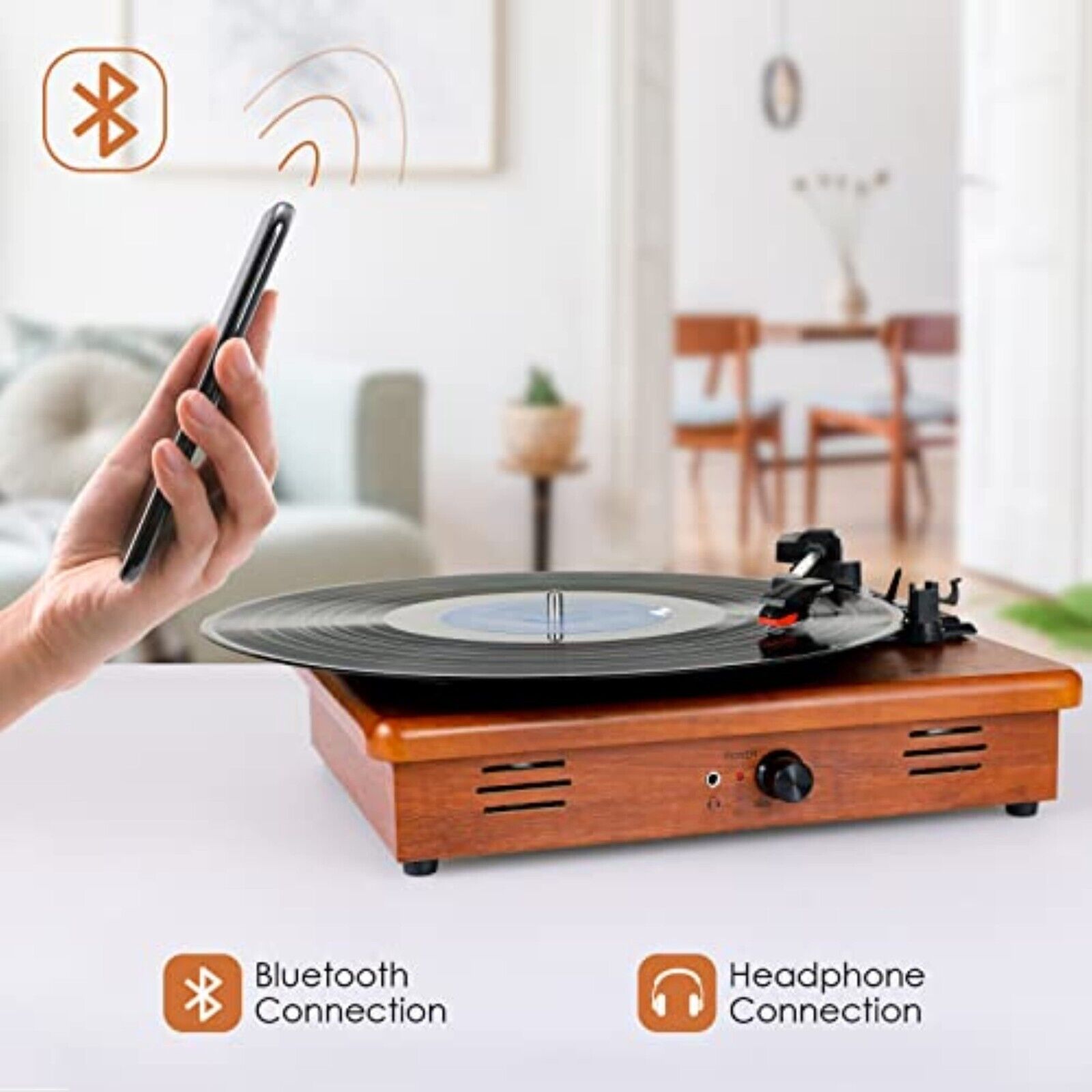 Plattenspieler Nostalgie Holz Musikanlage Kompaktanlage Retro mit USB Bluetooth