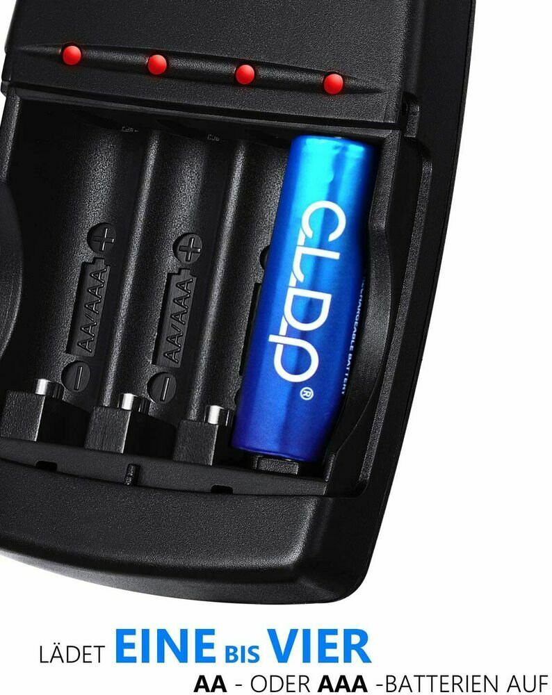 Batterieladegerät und 4x AA wiederaufladbaren NI-Zn Batterien und  USB Ladekabel