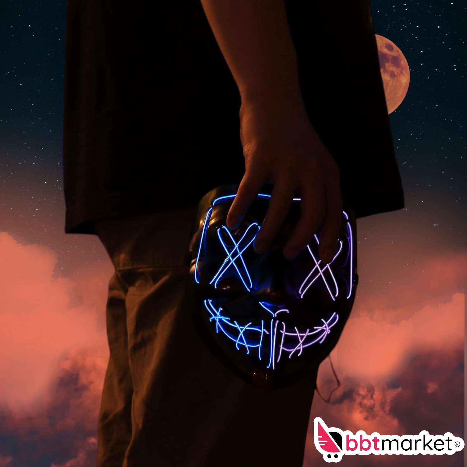 LED Grusel Purge Maske Kostüm Halloween mit Lichteffekten Halloween Verschiedene