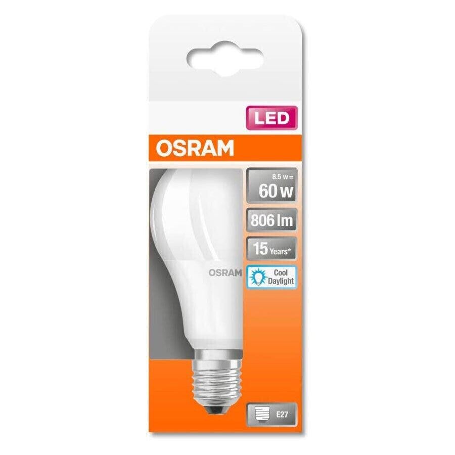 10 x Osram LED Lampen A60 Birnen 8,5W = 60W E27 matt 806lm Tageslicht 6500K kalt