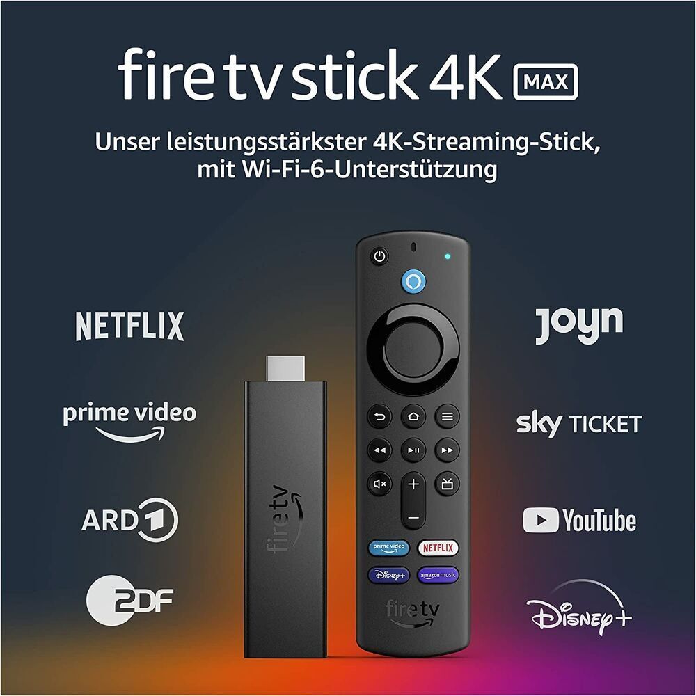 Amazon Fire TV Stick 4K MAX Ultra HD WiFi 6 | mit Alexa-Sprachfernbedienung Neu & OVP