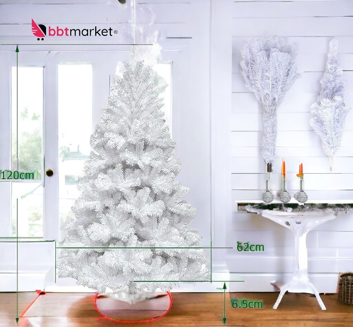 Weiß PVC Weihnachtsbaum Künstlicher Tannenbaum Christbaum 120cm mit Ständer neu