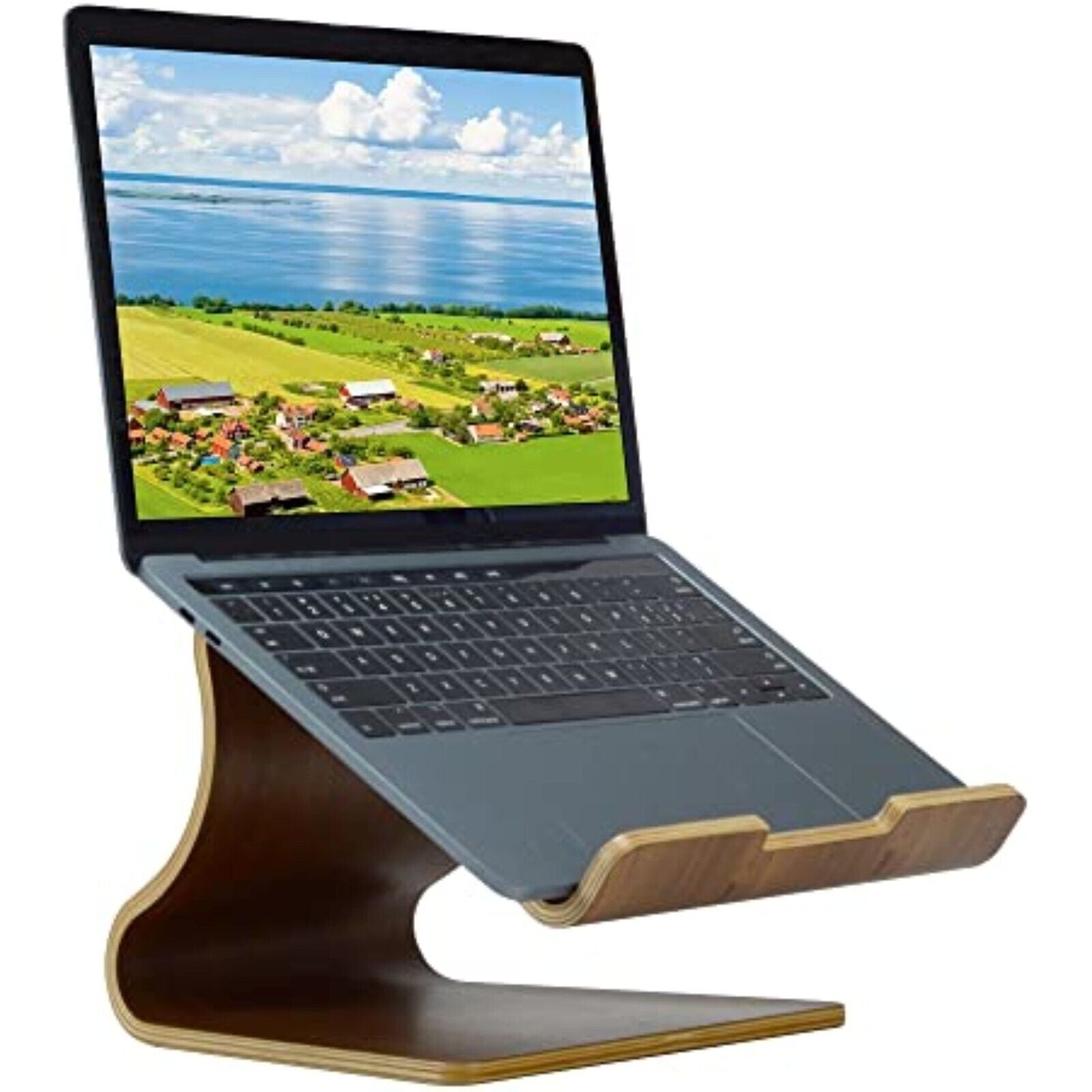 Holz Laptop Ständer,Tragbar Vent Laptop Halterung,Ergonomischer Abkühlen Holz