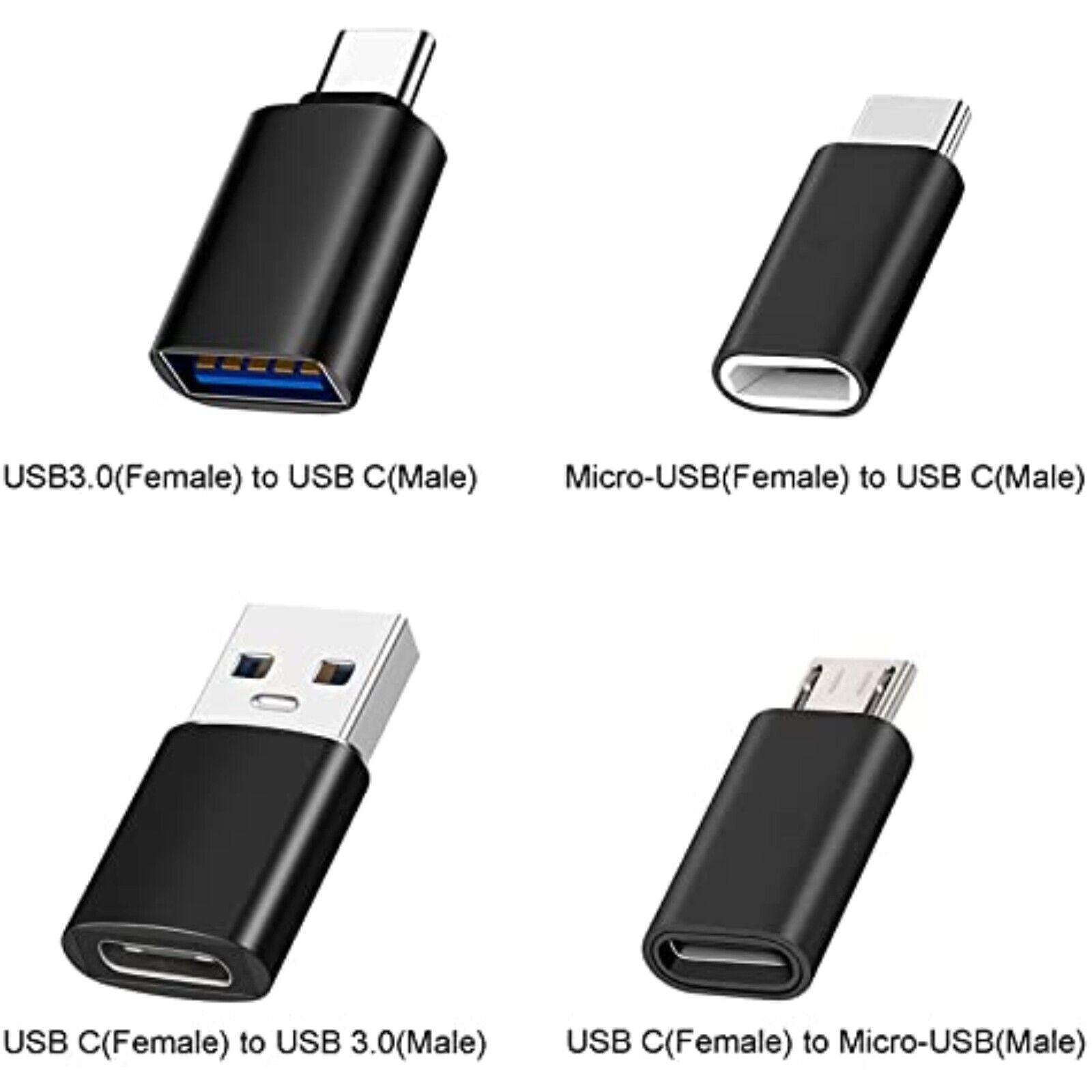 4x Micro USB,USB Typ C, USB Adapter Ladekabel Datenkabel für Samsung Huawei Oppo