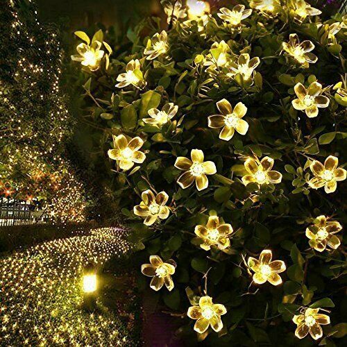 20 LED Solar Lichterkette Kirschblüten Solarleuchte Garten Balkon Wasserdicht 5m