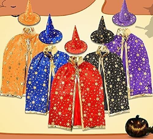 Halloween Kostüm, Kürbis Candy Bag,Wizard Cape Witch Umhang mit Hut, für Kinder