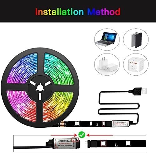 5m LED RGB 5050  Strip Set USB Netzteil mit 24 Tasten Fernbedienung 16 Farben
