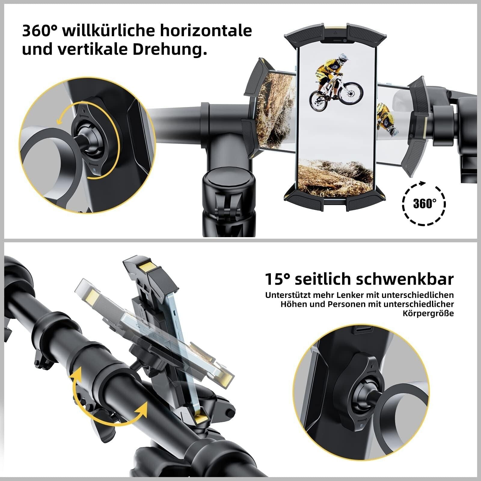 Handyhalterung Fahrrad Motorrad Universal 360°Handy Halter Smartphone Bike MTB