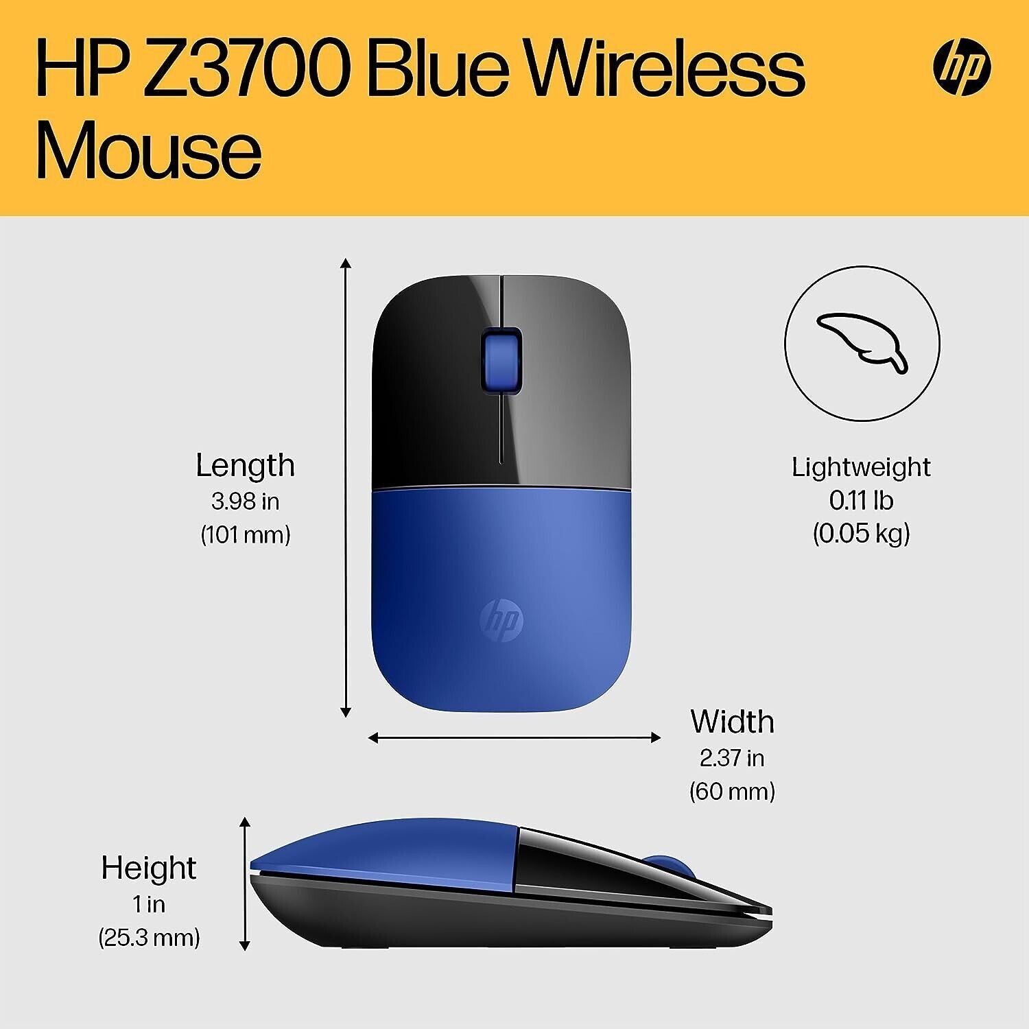 HP Z3700 (V0L81AA) kabellose Maus 1200 optische Sensoren USB Anschluss Plug&Play