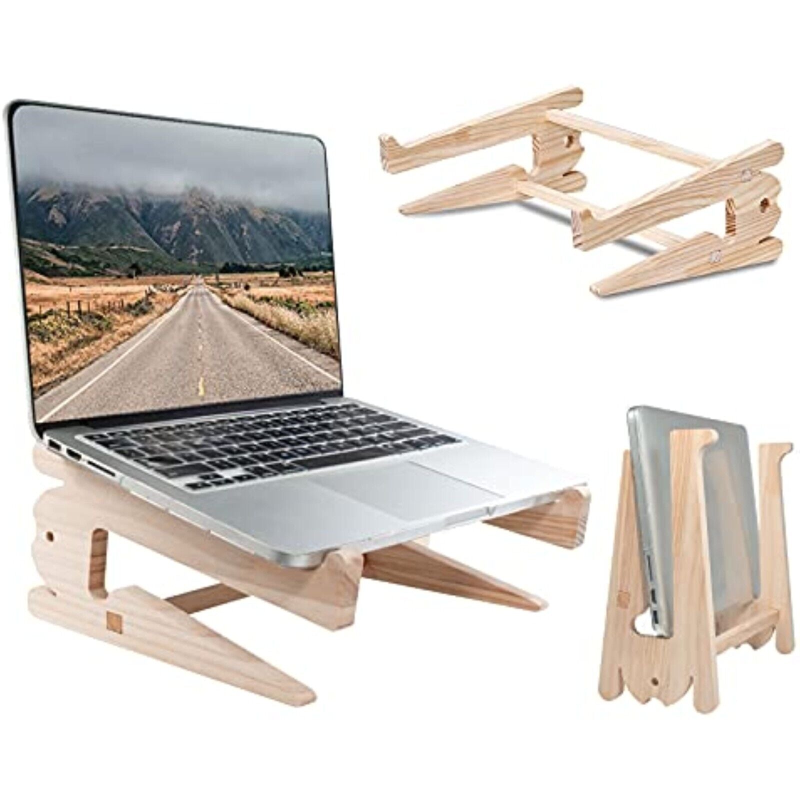 Laptop Ständer Holz, Laptop Halterung, Notebook Ständer, Macbook, Laptopständer